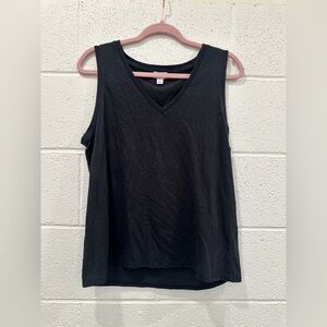 Basic J.Crew Black Sleeveless V-Neck Tank Top Size Large